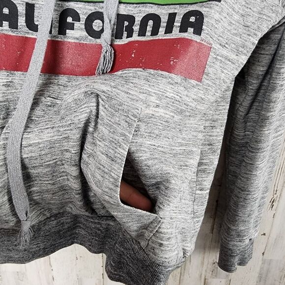 California Graphic Sherpa Lined Hoodie Gray Size Medium - Picture 5 of 10